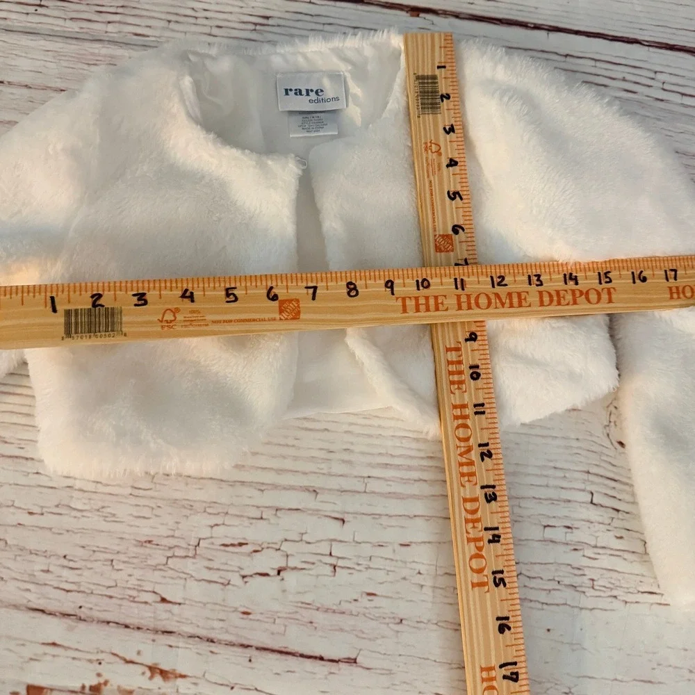 Rare Editions Shrug Girls M 7/8 White Faux Fur Bolero Jacket Formal Coquette